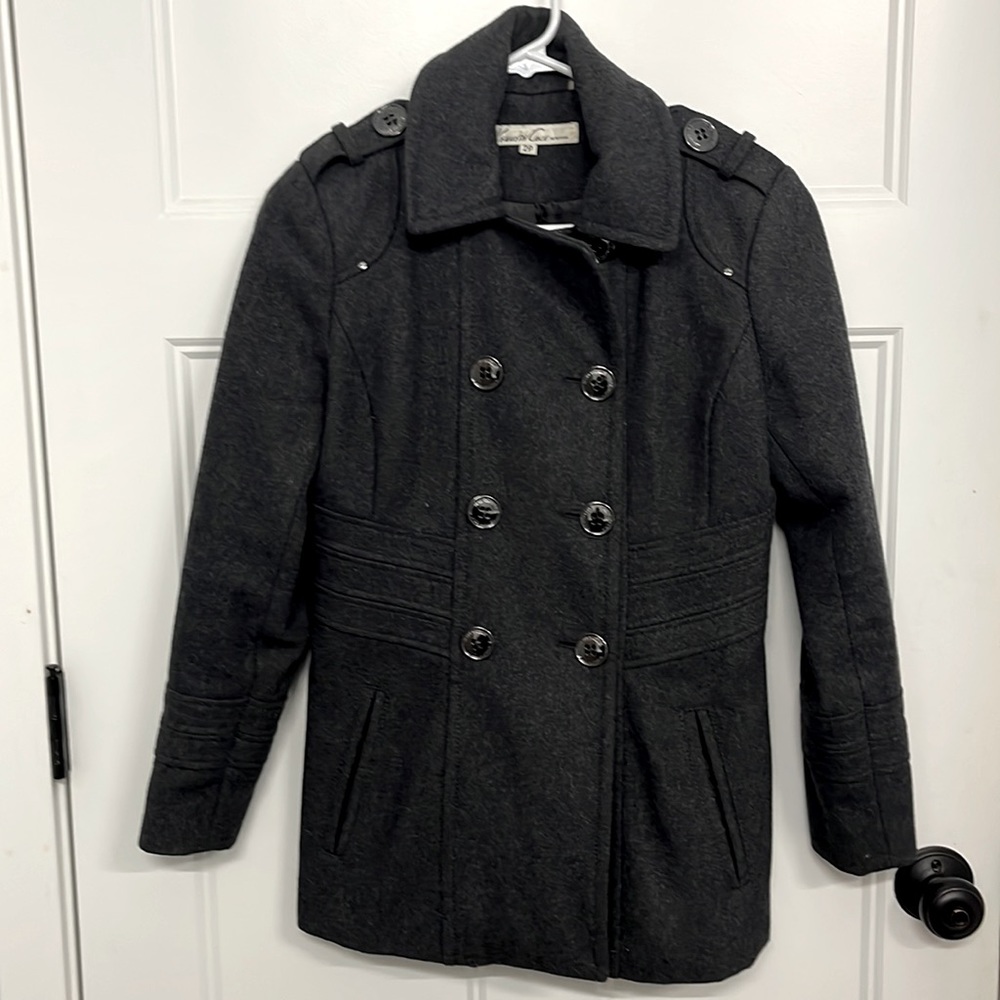 Kenneth Cole classic charcoal pea coat - size 2P. Great used condition.